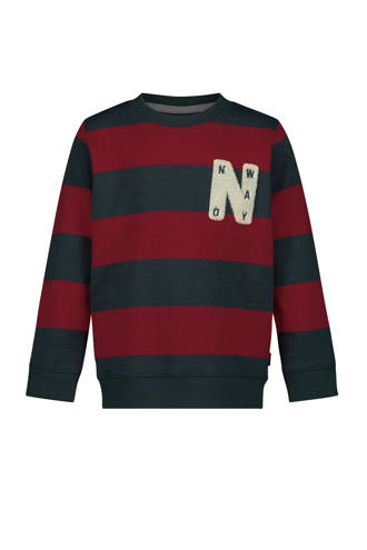 gestreepte sweater Acton rood/donkerblauw