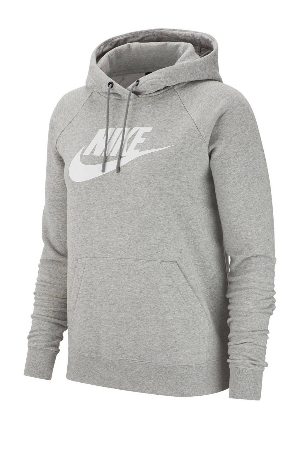 Grijs melange dames Nike hoodie melange van katoen met logo dessin, lange mouwen en capuchon