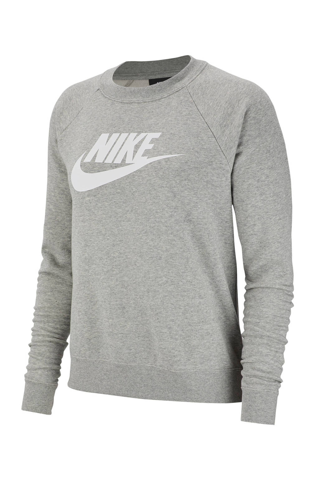 Grijze dames Nike sweater van katoen met printopdruk, lange mouwen en ronde hals