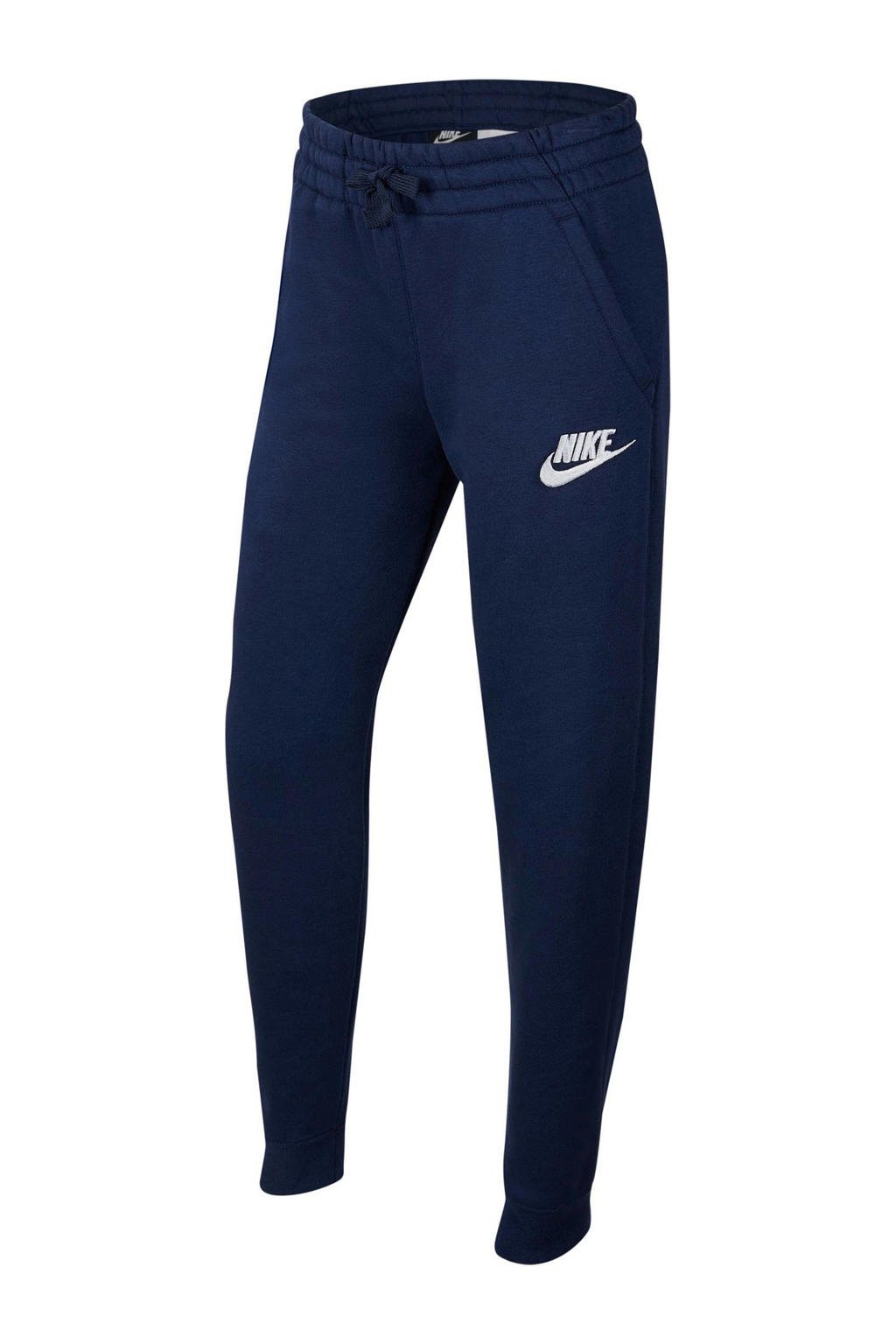 Donkerblauw en witte jongens Nike regular fit joggingbroek van katoen met elastische tailleband met koord