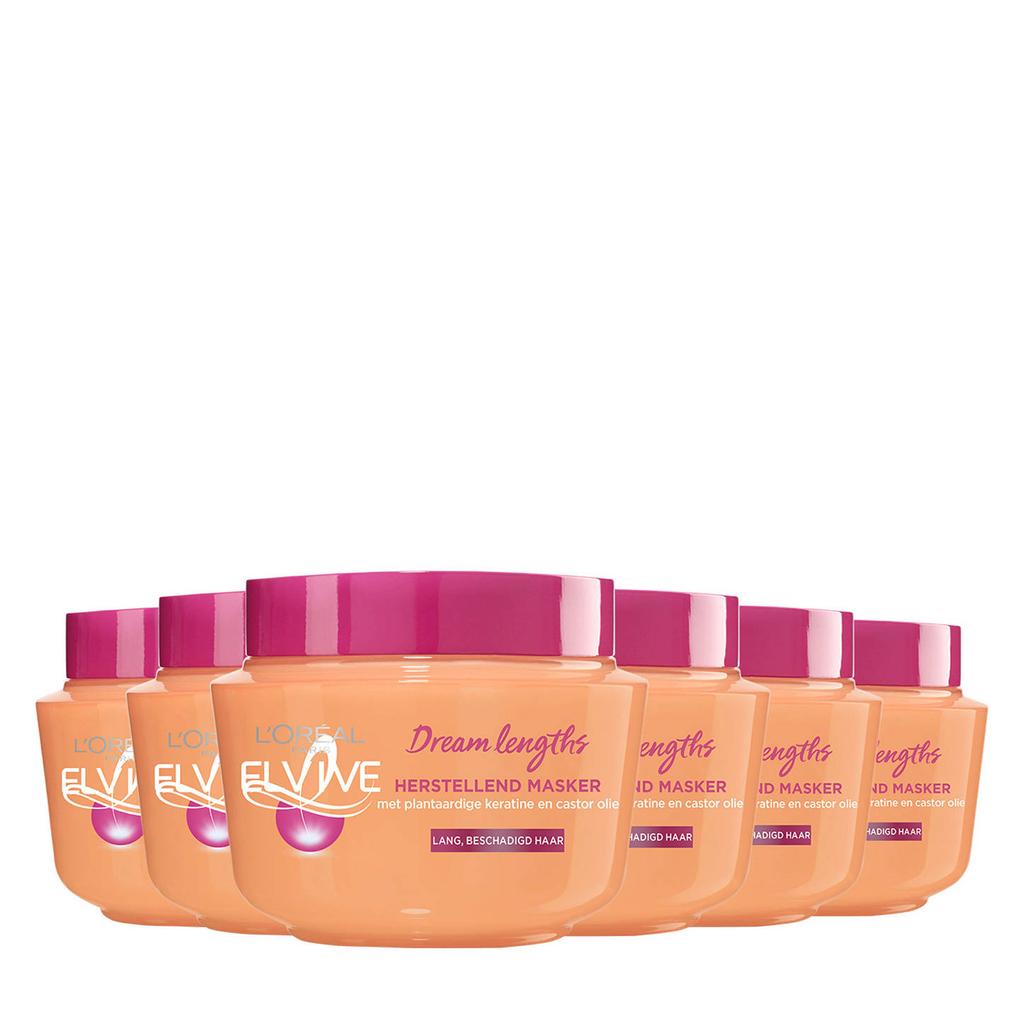 L'Oréal Paris Elvive Dream Lenghts herstellend haarmasker - 6x 300 ml multiverpakking