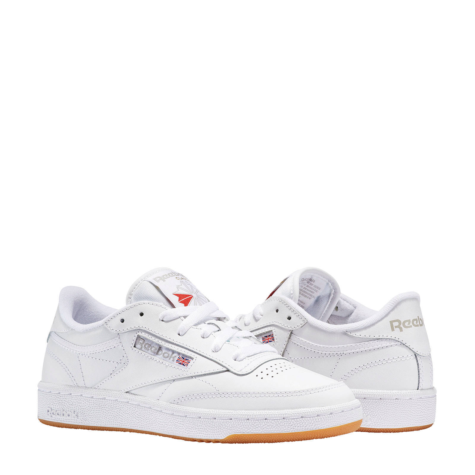 Reebok classic club c 85 sneakers best sale in white and gum