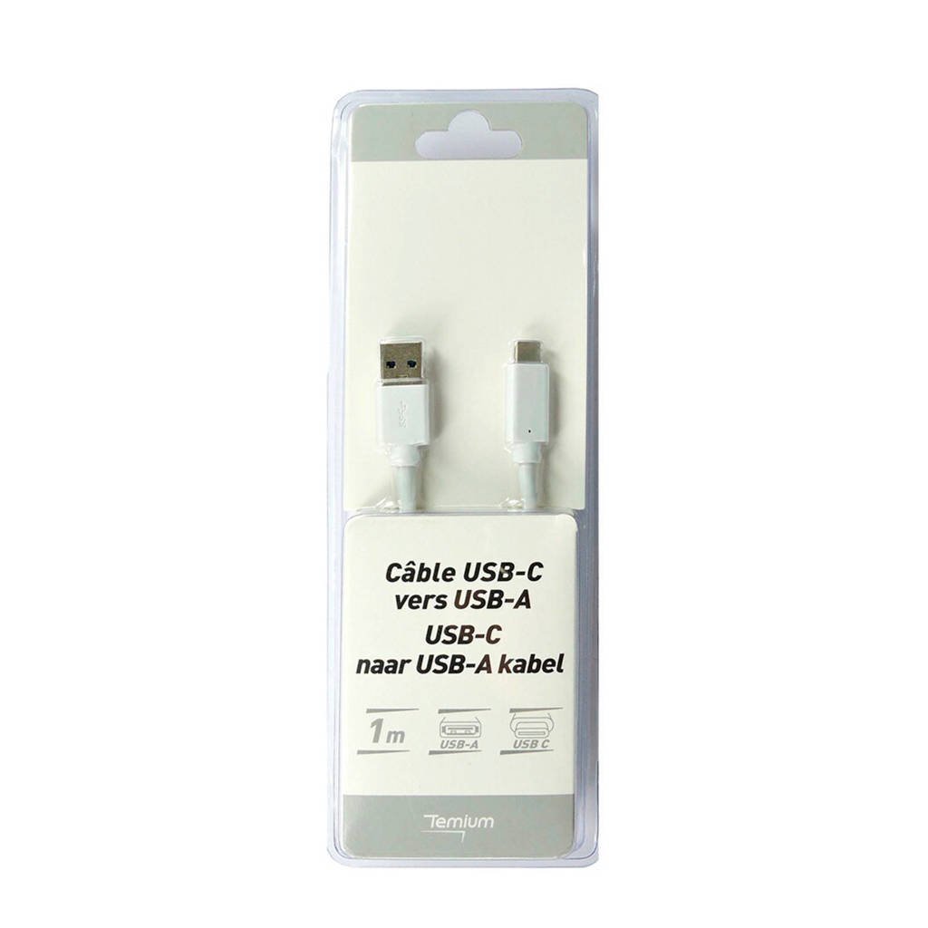 Temium multimediakabel USBC/USBA, Wit