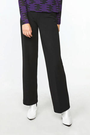 high waist straight fit pantalon zwart
