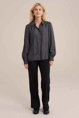 high waist straight fit pantalon zwart