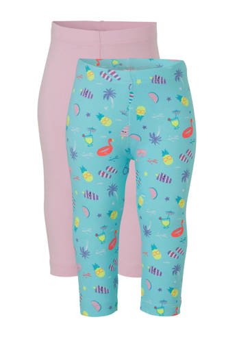 Palomino legging met all over print lichtblauw/lichtroze - set van 2