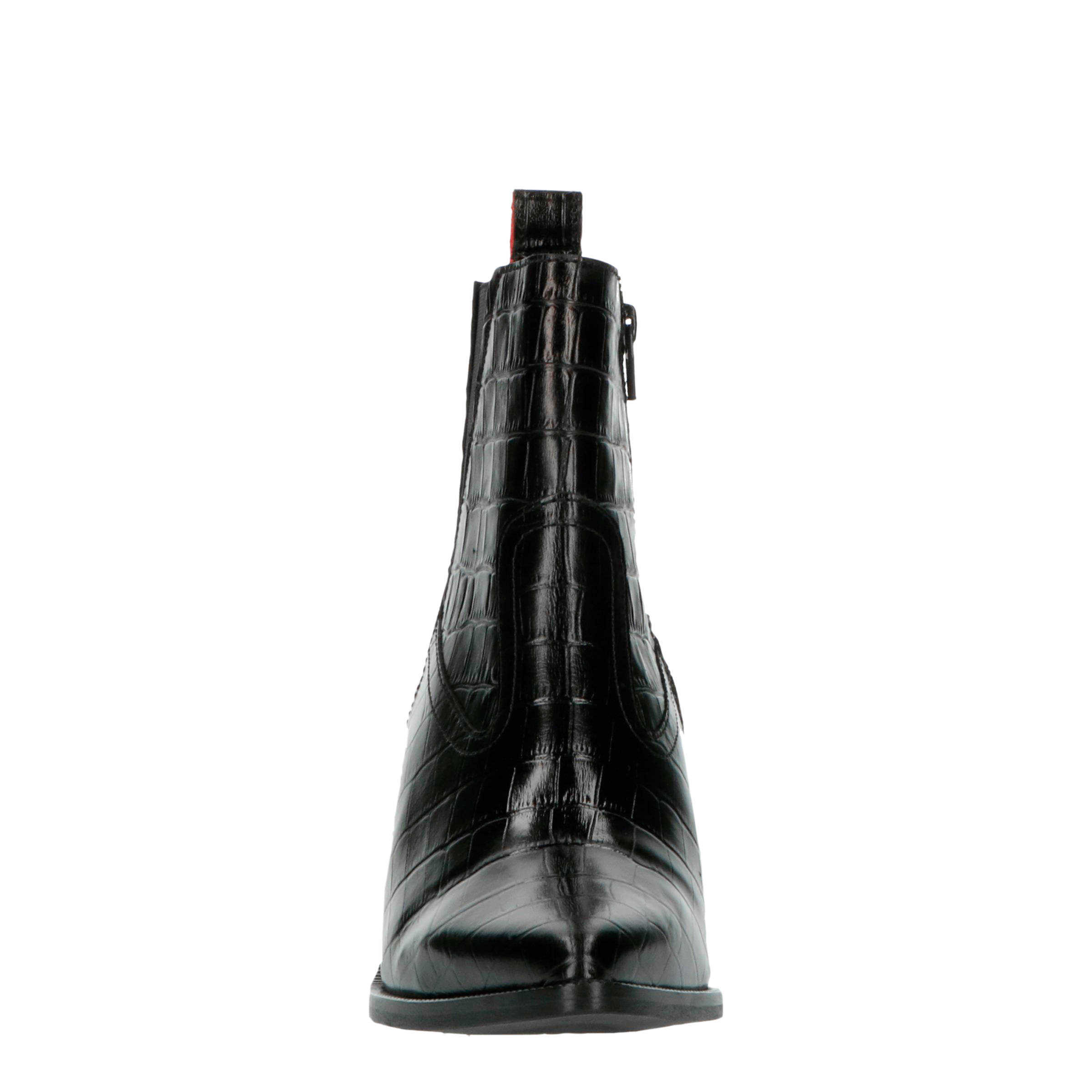 Scotch \u0026 Soda Abbey 19751113 leren enkellaarzen crocoprint zwart | wehkamp