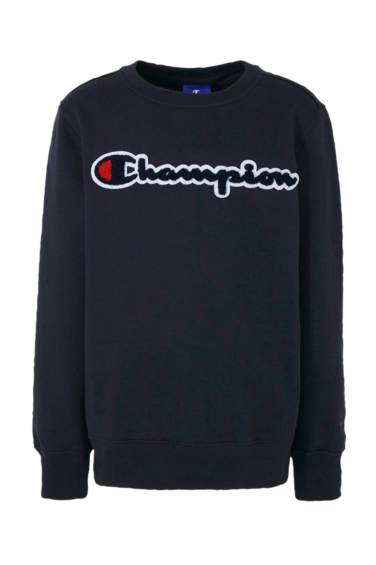 Champion sweater met logo en 3D applicatie donkerblauw | wehkamp Champion sweater | wehkamp