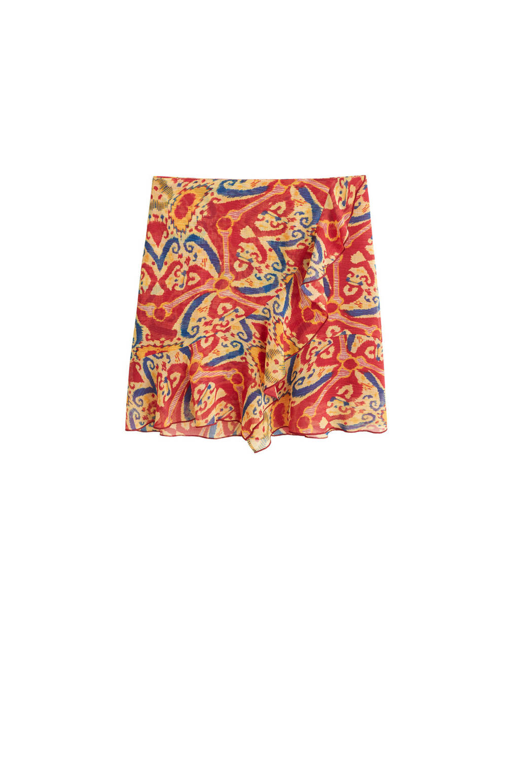 Mango minirok met overslag en ruches, Rood