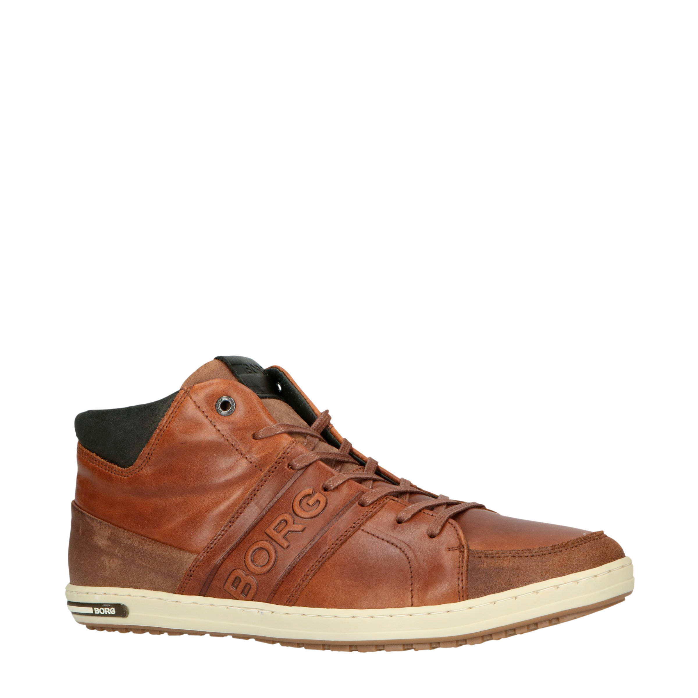 Björn Borg CURD MID M hoge leren sneakers cognac | wehkamp