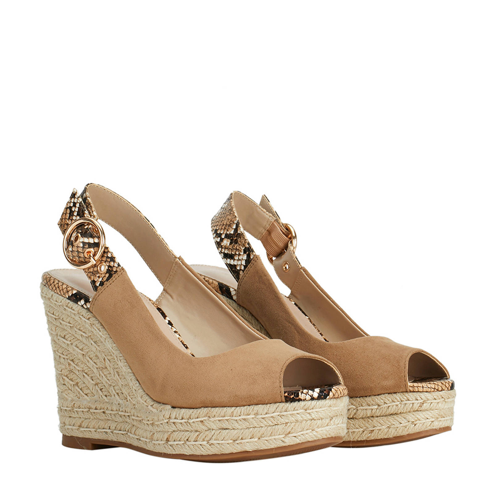 Parfois peeptoe espadrilles slangenprint beige | wehkamp
