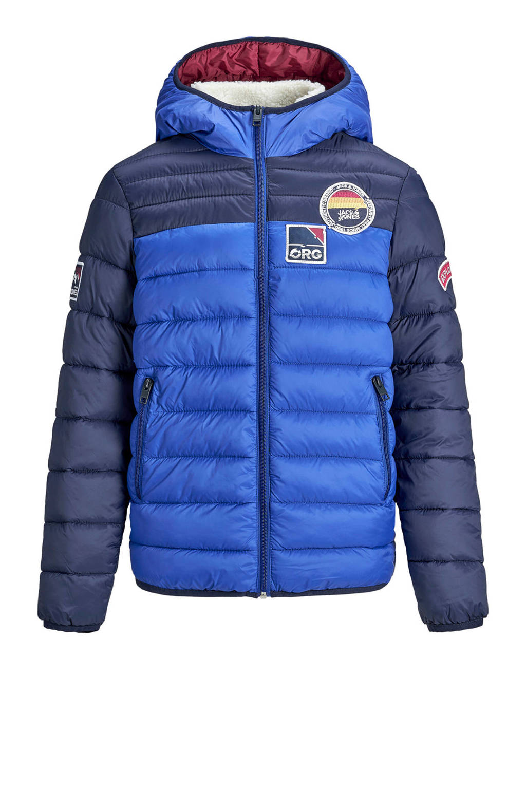 JACK & JONES JUNIOR winterjas met logo blauw, Blauw