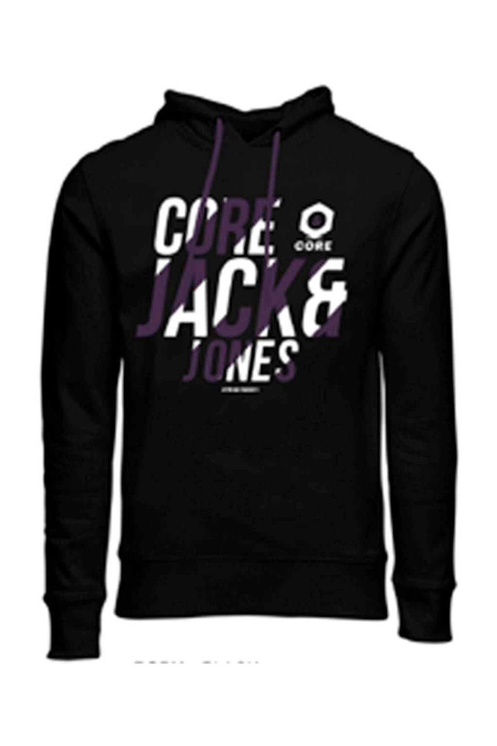 JACK & JONES JUNIOR hoodie met tekst zwart/wit, Zwart/wit