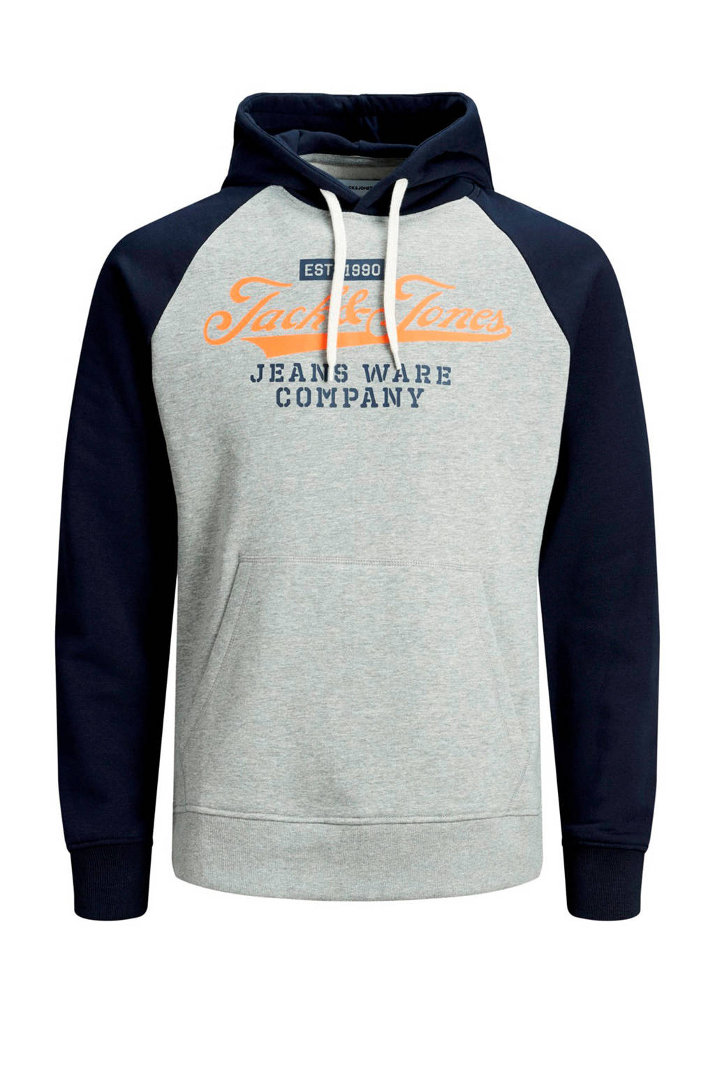 JACK & JONES JUNIOR hoodie met tekst lichtgrijs emlange, Lichtgrijs emlange