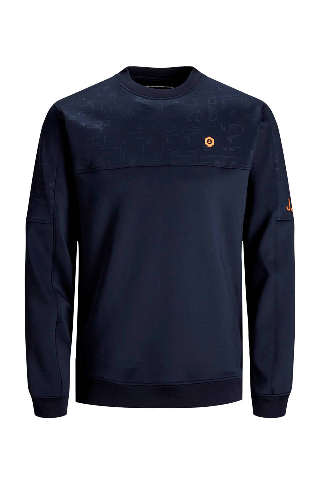 JACK & JONES JUNIOR sweater Mercury met tekst donkerblauw, Donkerblauw
