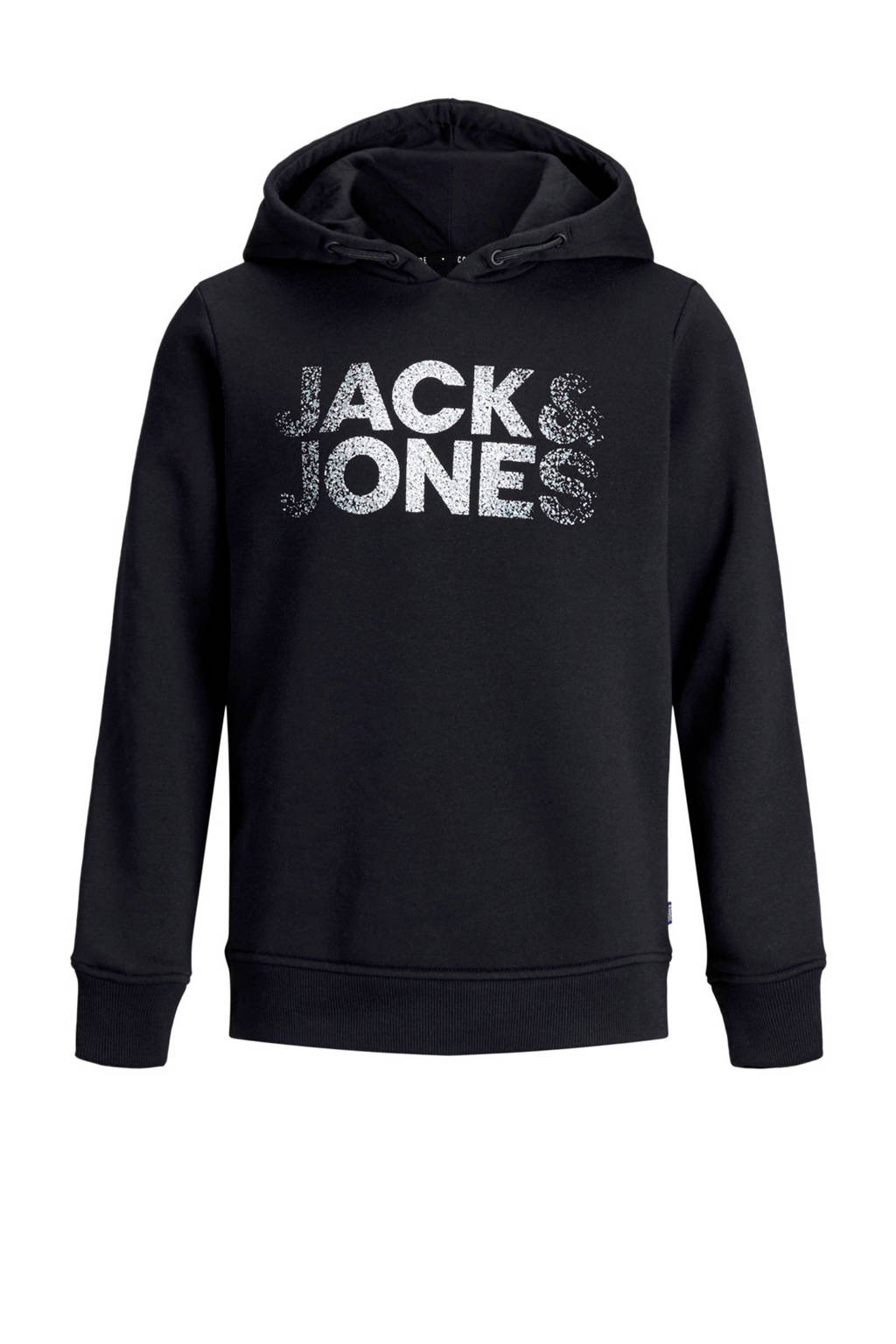 JACK & JONES JUNIOR hoodie met tekst zwart/wit, Zwart/wit