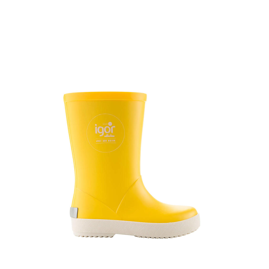 Okergele jongens en meisjes Igor regenlaarzen kids van rubber/textiel met profielzool en effen