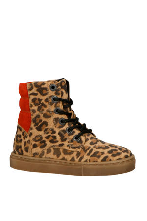 192-1561LP suède veterboots panterprint/rood