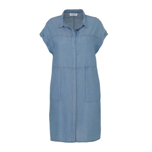 Violeta by Mango jurk met linnen jeansblauw Violeta by Mango jurk met linnen jeansblauw