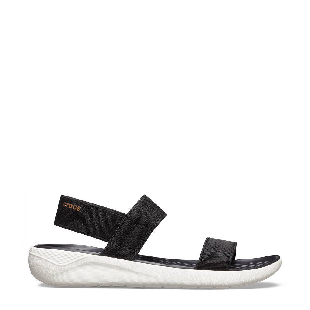 Zwart en witte dames Crocs Croslite, literide LiteRide sandalen van rubber 