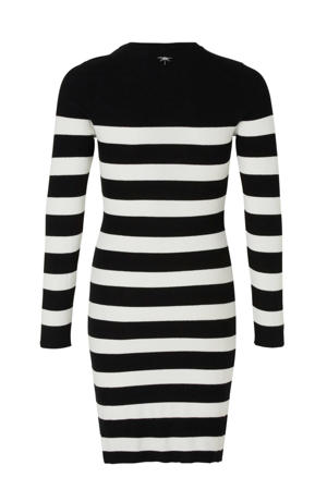 gestreepte jersey jurk zwart/wit