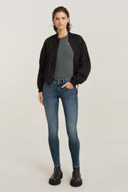 thumbnail: Blauwe dames G-STAR Lynn skinny jeans faded blue van stretchdenim met regular waist, rits- en knoopsluiting en effen