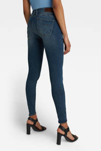 Blauwe dames G-Star RAW Lynn skinny jeans faded blue van duurzaam stretchdenim met regular waist en rits- en knoopsluiting