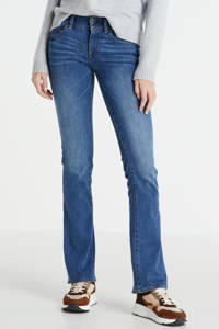 Blauwe dames G-Star RAW Midge flared jeans van stretchdenim met regular waist en rits- en knoopsluiting