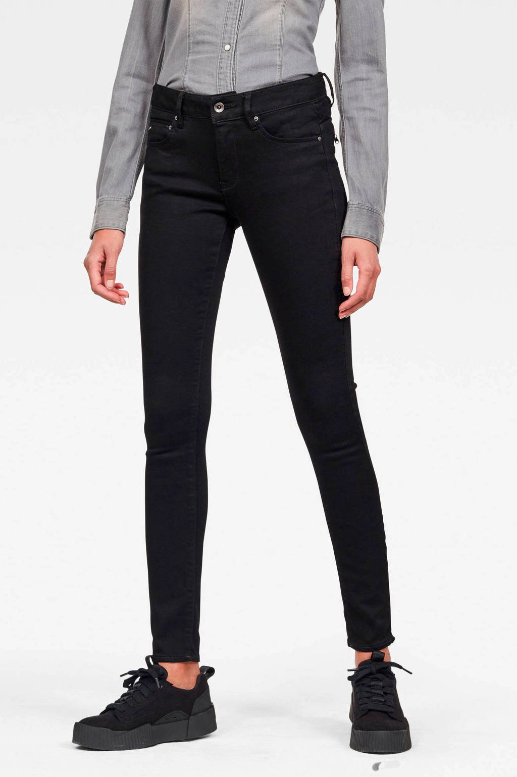 G Star Raw Skinny Jeans Midge Zip Pitch Black Wehkamp