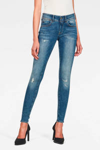 Stonewashed dames G-Star RAW Lynn super skinny jeans van duurzaam stretchdenim met regular waist en rits- en knoopsluiting