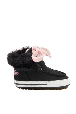 Chloe nubuck babyschoenen zwart/roze