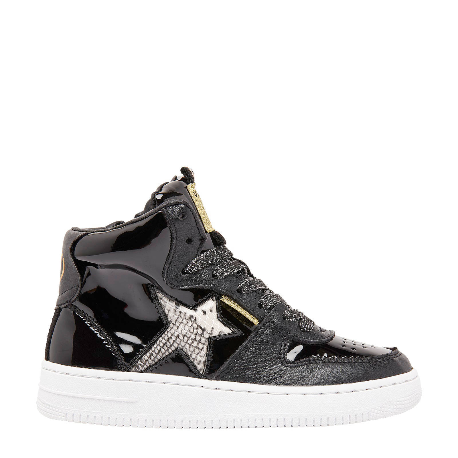 Vingino Lotte Mid hoge sneakers zwart/goud | wehkamp