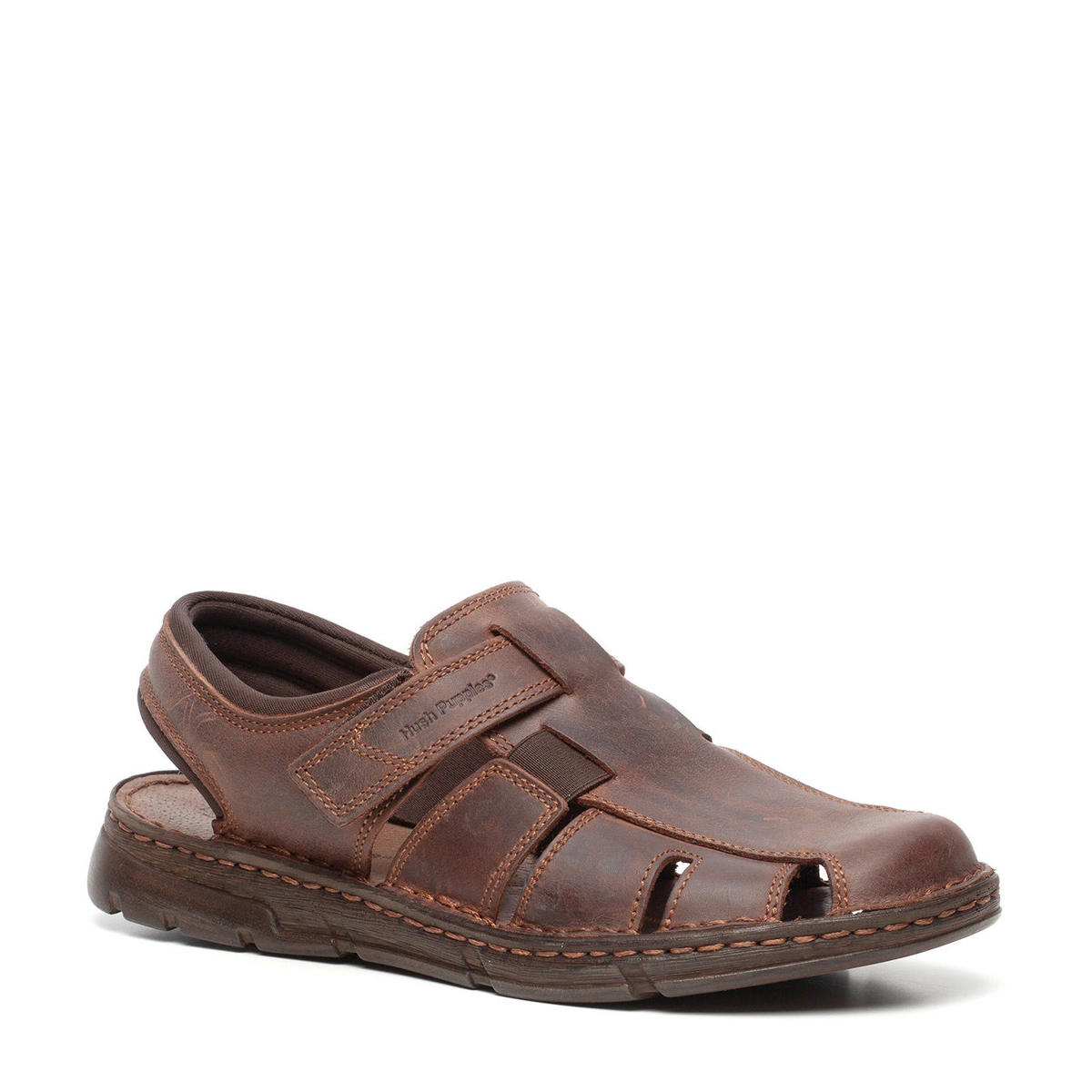 Hush Puppies leren sandalen bruin wehkamp