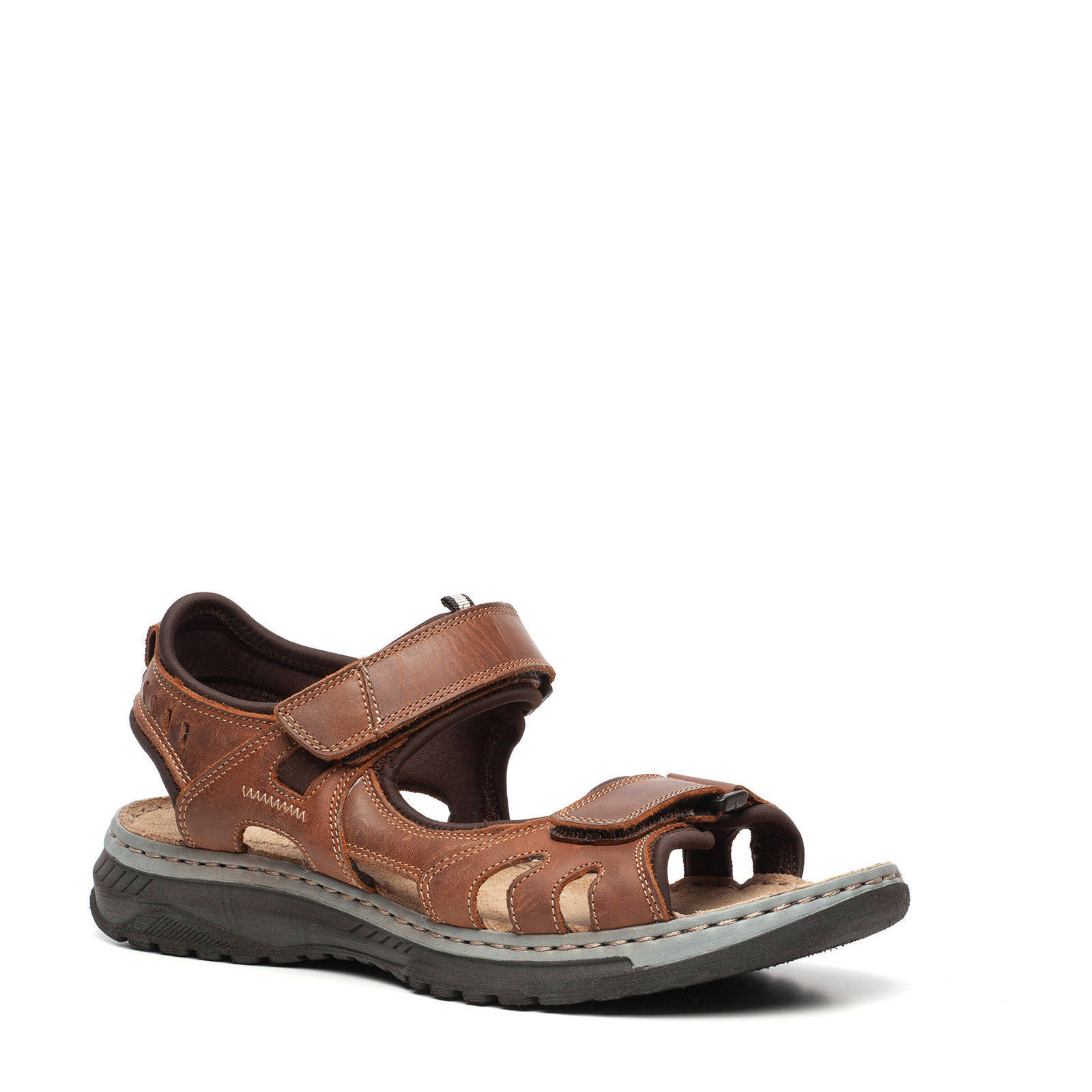 Scapino Mountain Peak leren sandalen bruin | wehkamp