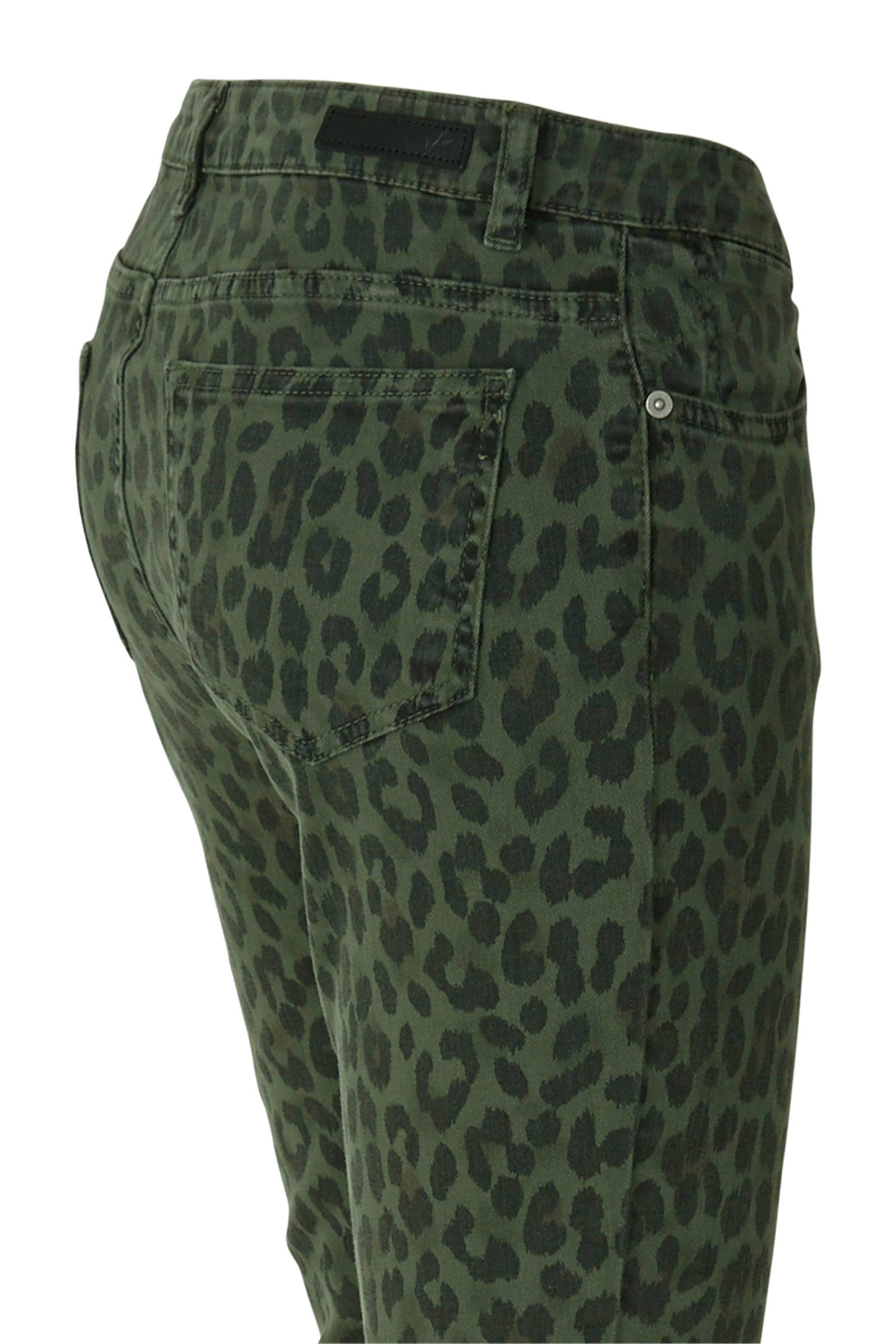 anytime skinny broek met panterprint groen | wehkamp