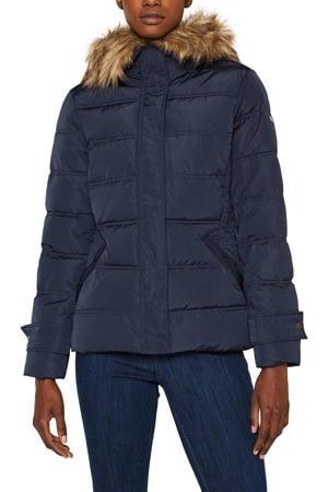 Women Casual gewatteerde winterjas donkerblauw