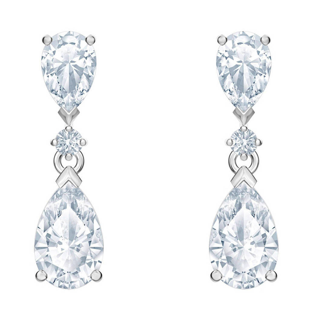 Swarovski oorbellen zilverkleurig, Zilverkleurig