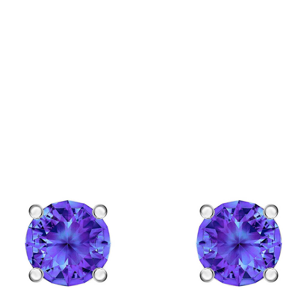 Swarovski oorbellen zilver/blauwkleurig, Blauw/zilverkleurig