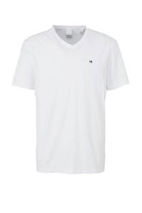 Witte heren Scotch & Soda T-shirt van katoen met logo dessin, korte mouwen en V-hals