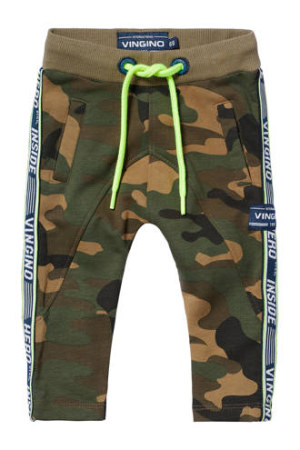slim fit broek Sverre met zijstreep army camouflage