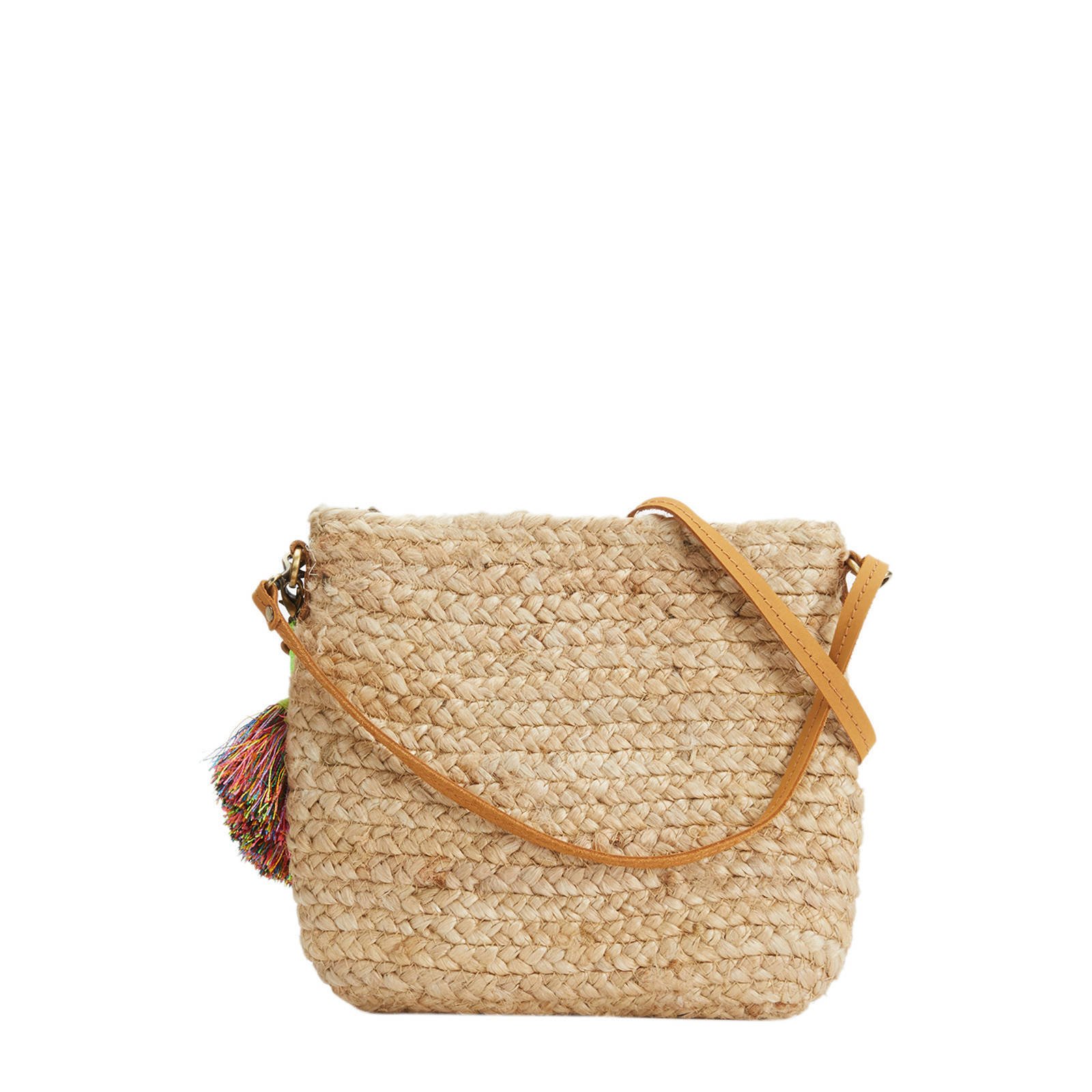 Parfois jute crossbody tas beige wehkamp