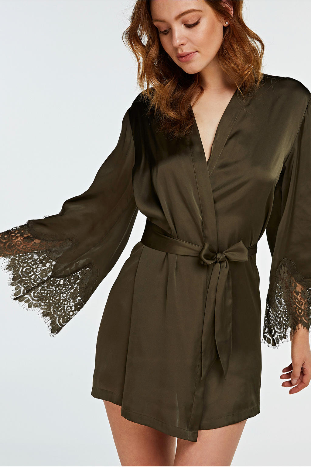 Hunkemöller kimono met kant groen