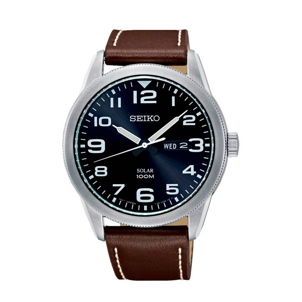 Seiko leren horloge SNE475P1, Bruin