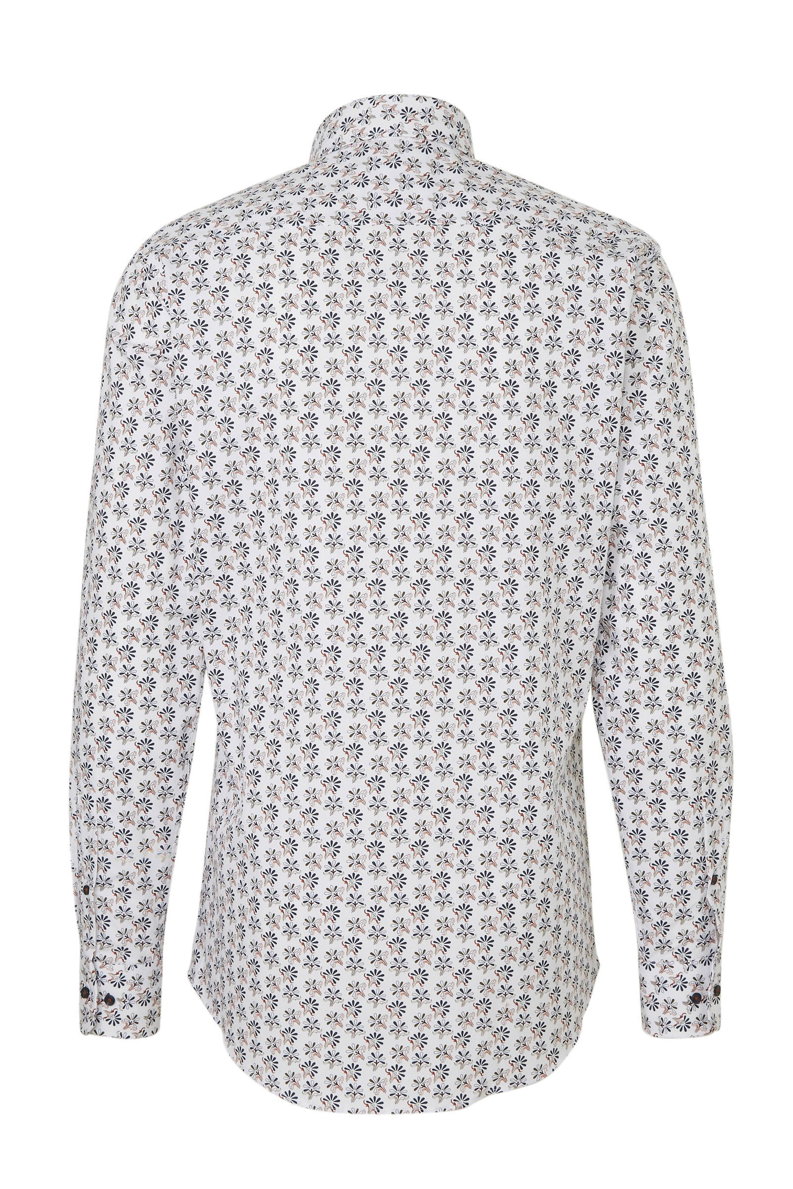 Michaelis slim fit overhemd mouwlengte 7 witbruinblauw Michaelis Slim Fit overhemd, galaxy print SALE tot 50
