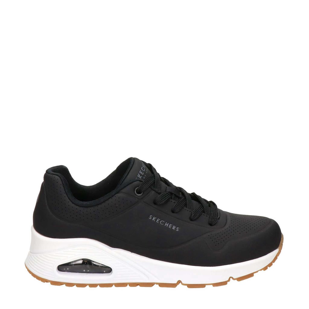 Zwarte dames Skechers Stand On Air sneakers van imitatieleer met veters