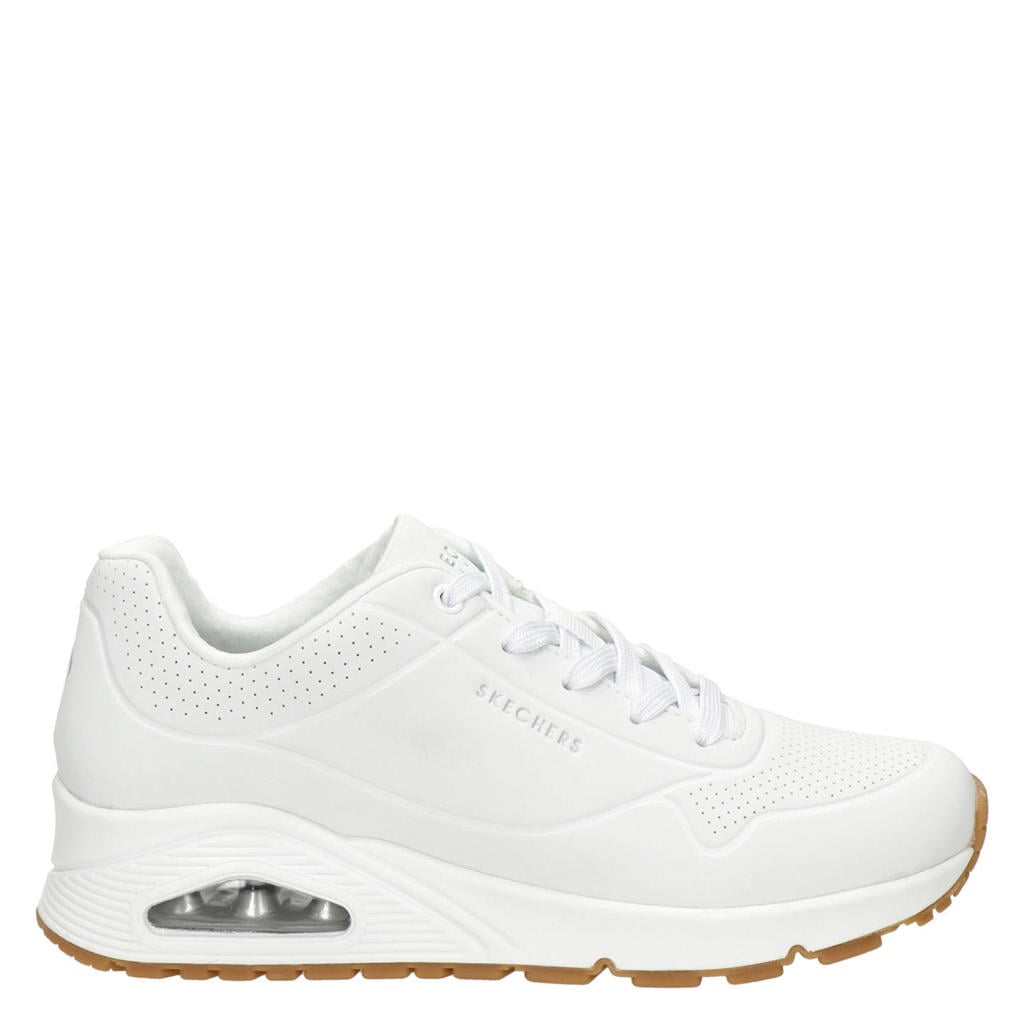 Witte dames Skechers Stand On Air sneakers van imitatieleer met veters