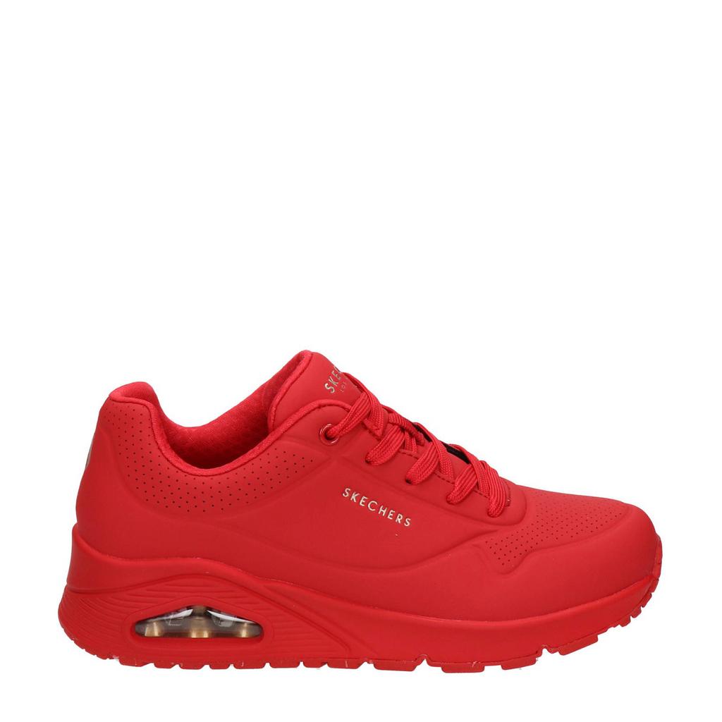 Rode dames Skechers Stand On Air sneakers van imitatieleer met veters