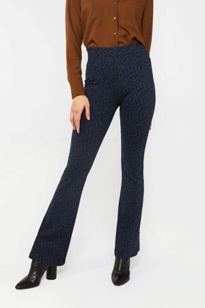 bootcut tregging met panterprint blauw