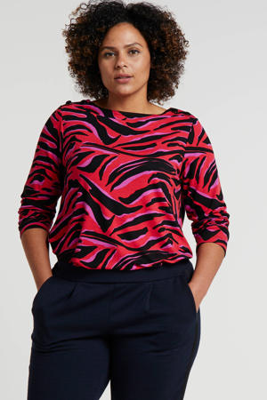 top met dierenprint rood/multi