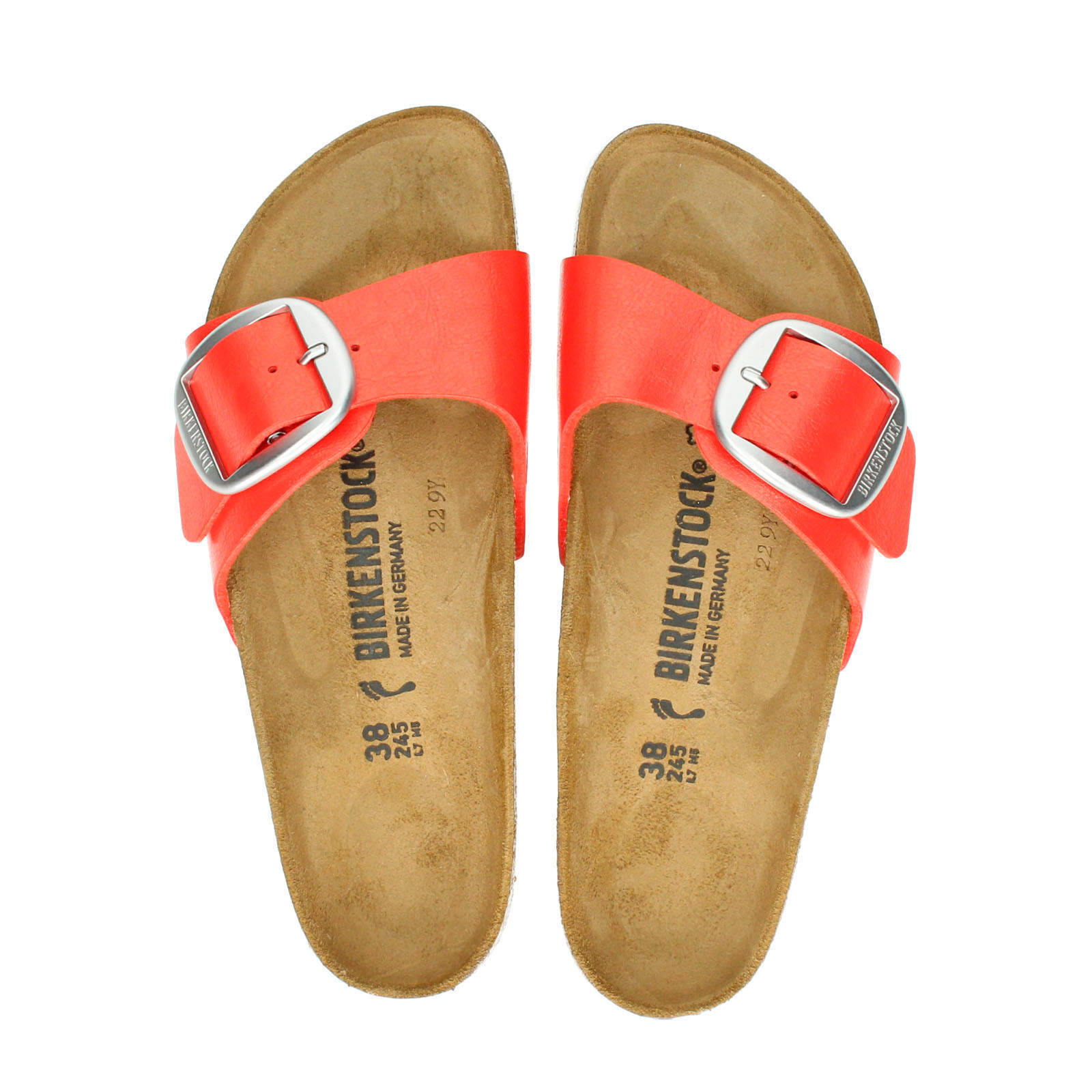Birkenstock Madrid Big Buckle slippers koraalrood | wehkamp